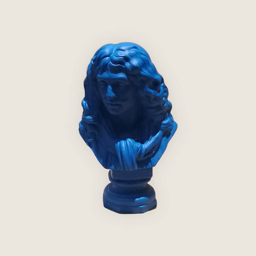 Buste de Moliere - Jean Bapstiste Poquelin - Comedie-Francaise - Sculpture platre - Houdon - bleu
