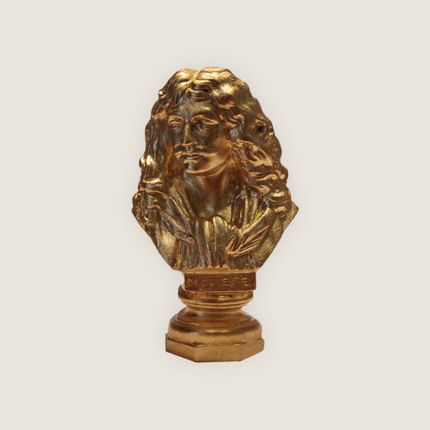 Buste de Moliere - Jean Bapstiste Poquelin - Comedie-Francaise - Sculpture platre - Houdon - doré