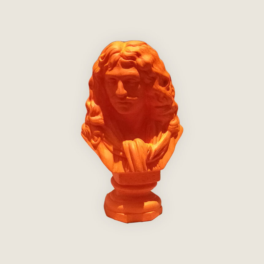 Buste de Moliere - Jean Bapstiste Poquelin - Comedie-Francaise - Sculpture platre - Houdon - orange