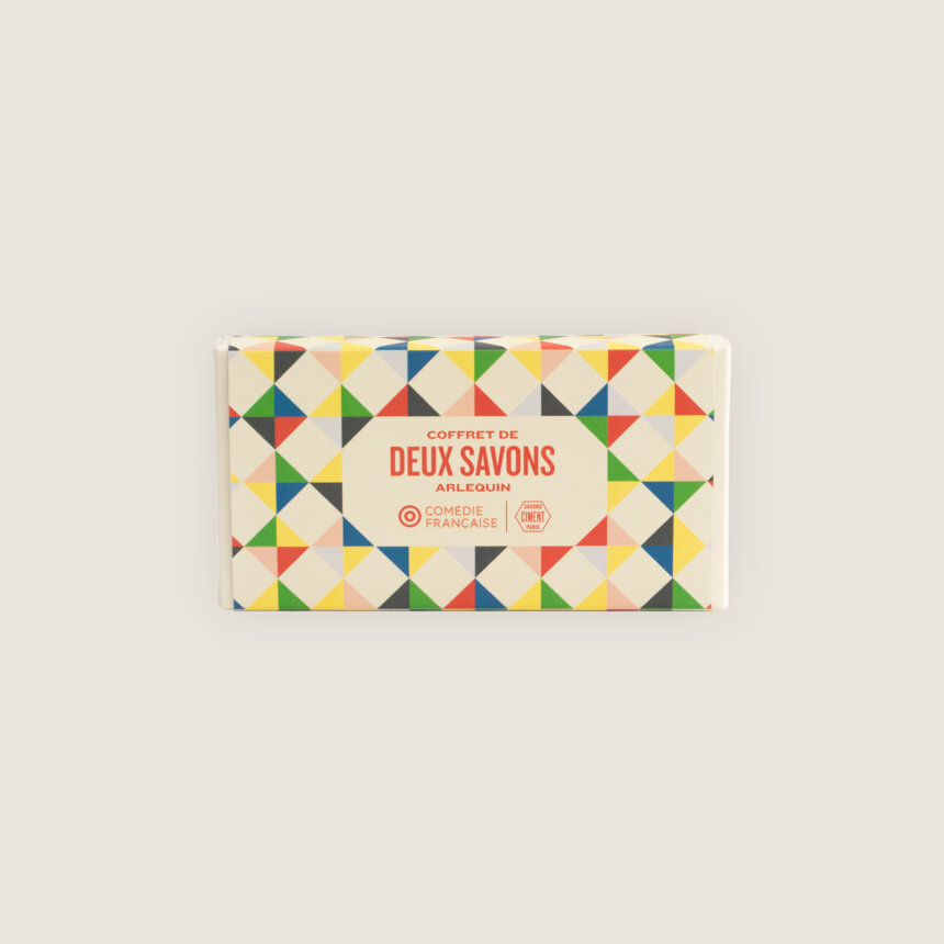 Savon Ciment - savonnerie Paris - saponification à froid - bio - naturel - arlequin - comedie francaise - coffret 2 savons