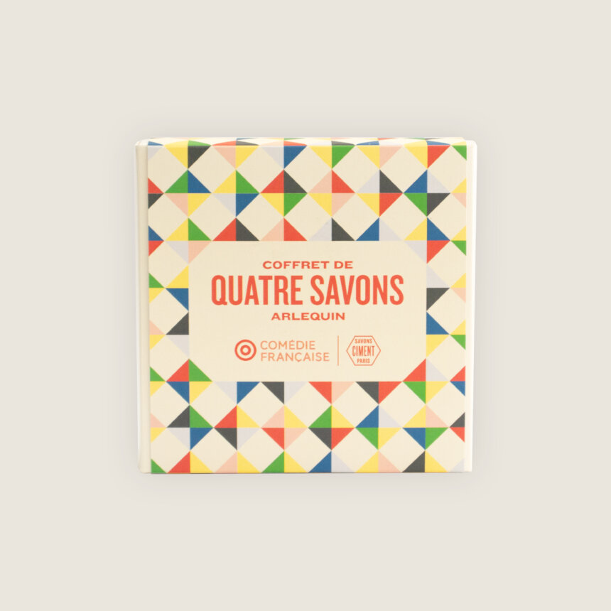Savon Ciment - savonnerie Paris - saponification à froid - bio - naturel - arlequin - comedie francaise - coffret 4 savons