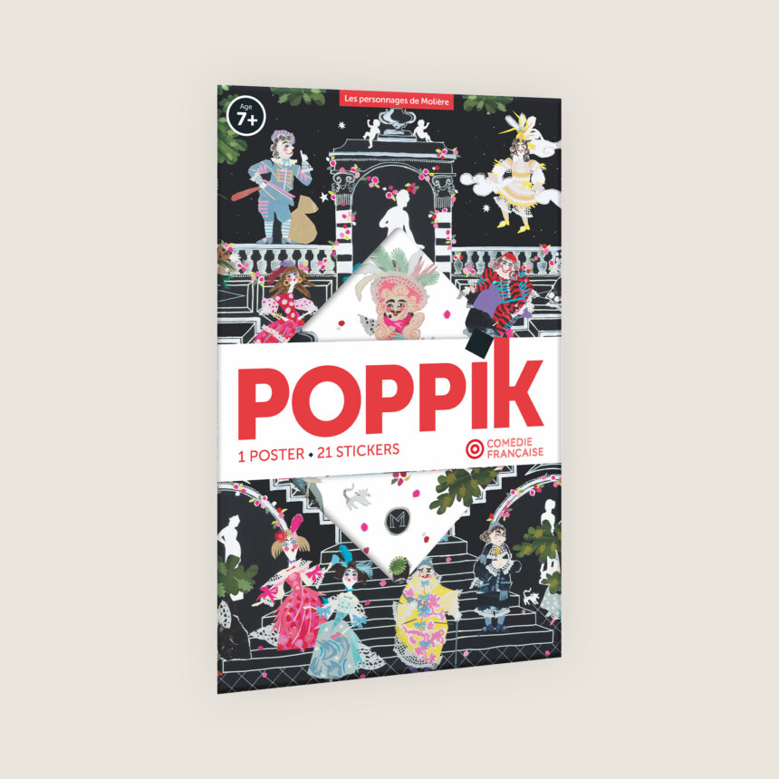 Jeux educatif poster a coller sticker Moliere personnage de theatre Poppik Comedie Francaise Pochette cadeau