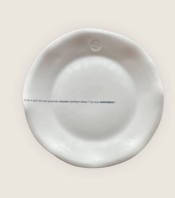 Assiette en porcelaine Sophie Masson Comedie Francaise Citation theatre Becht Opera de quat'sous