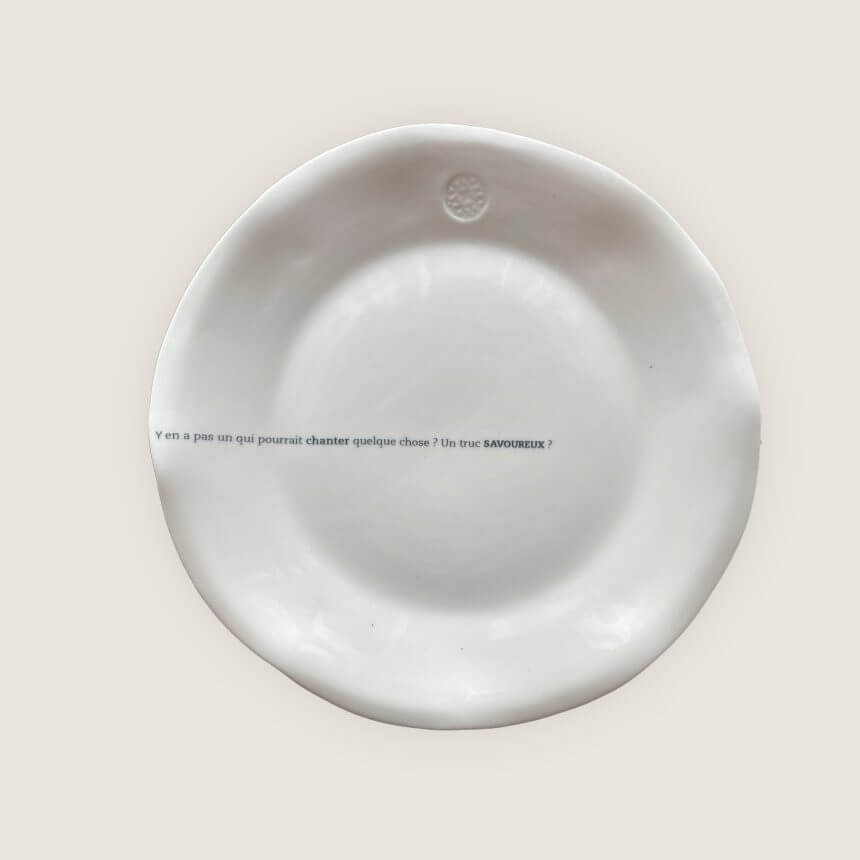 Assiette en porcelaine Sophie Masson Comedie Francaise Citation theatre Becht Opera de quat'sous